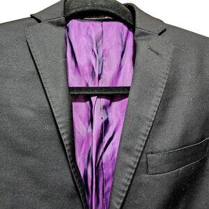Boys Black Blazer Jacket With Purple Lining By Arte Italiana Size 14H 3 Button C